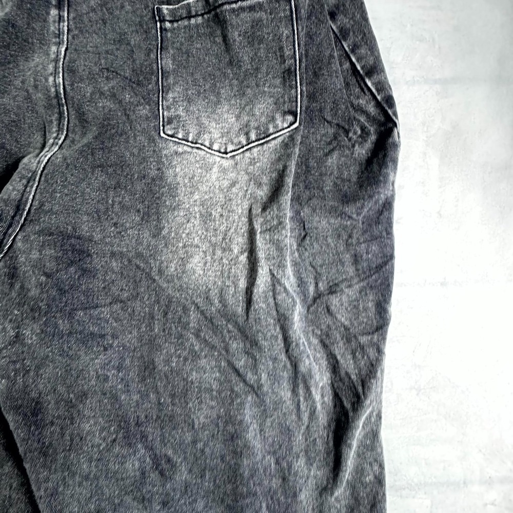 Womens Bib Overalls XXL Dark Gray Denim Relaxed Fit Adjustable Straps Distressed - Picture 4 of 16